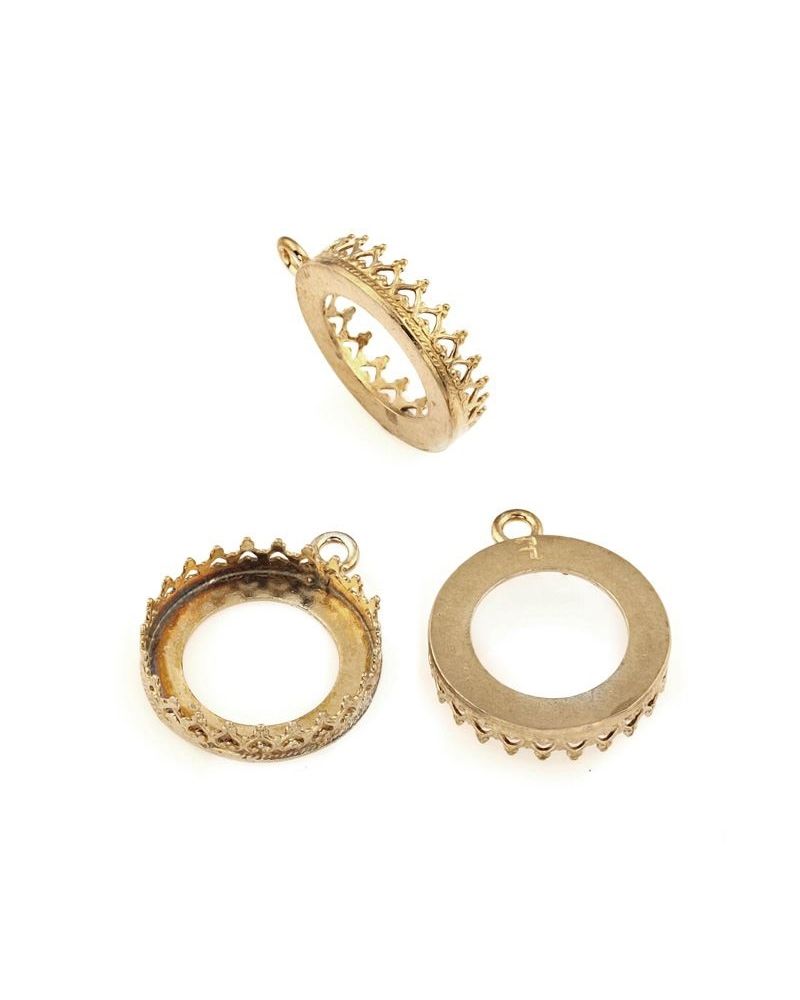 Brass Bezel Cup 16mm Gallery 714H Flat Back +Ring