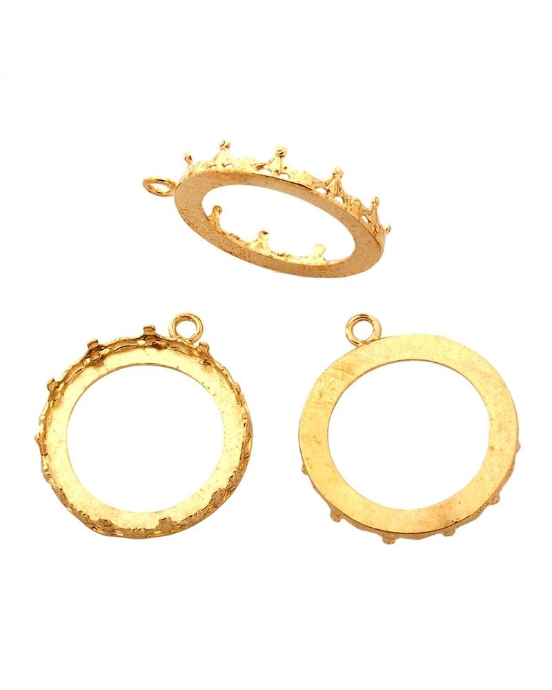 Brass Bezel Cup 24mm Gallery 1231H Flat Back +Ring
