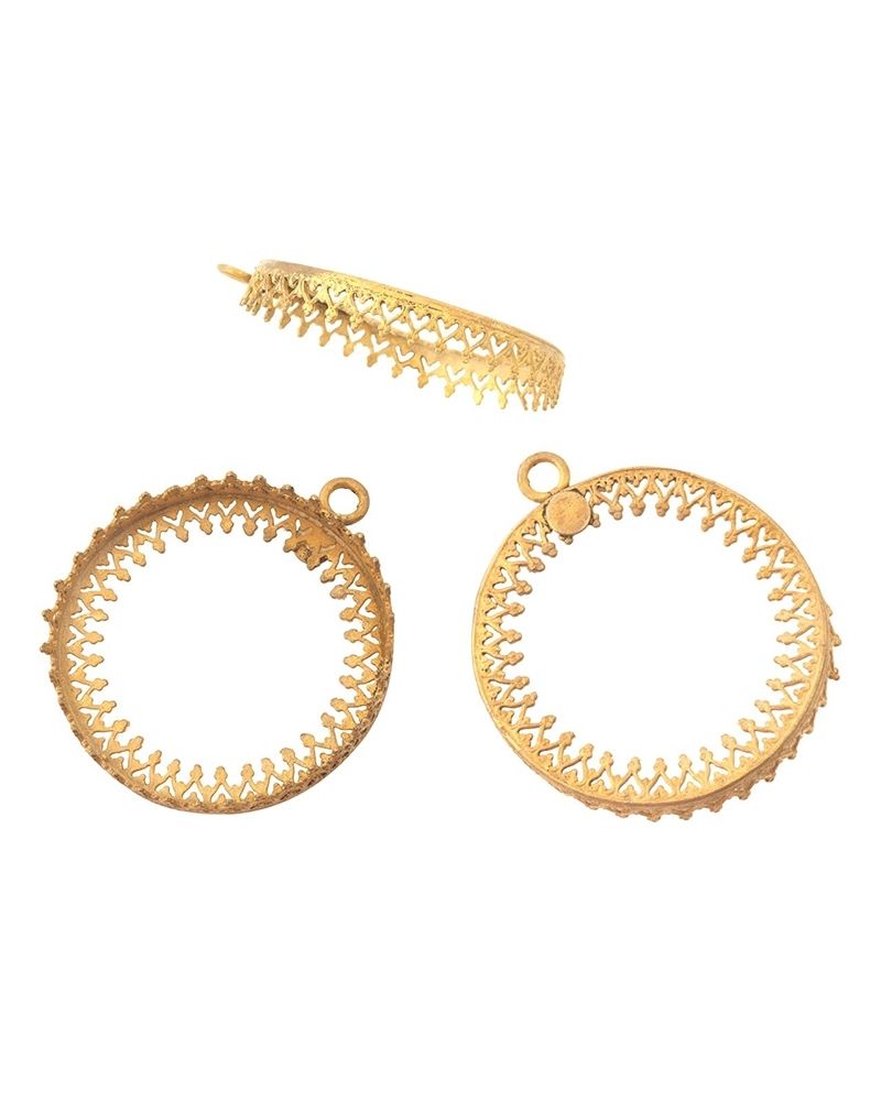 Brass Bezel Cup 30mm Gallery 3280 Both Sides +Ring