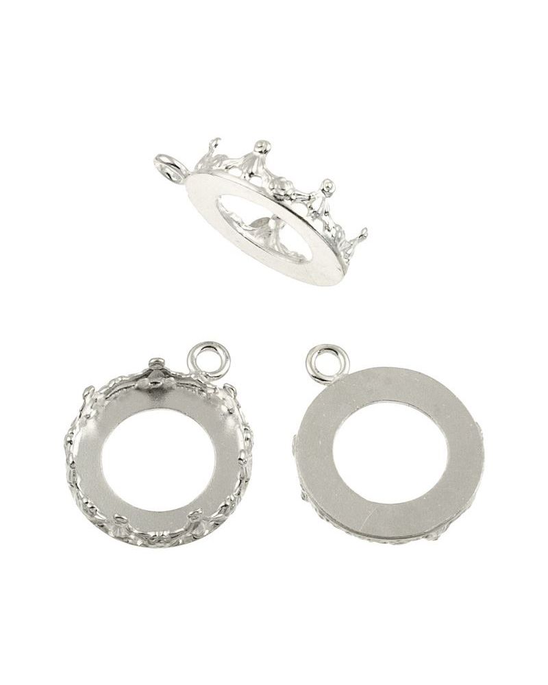 Sterling Silver Bezel Cup 10mm Gallery 1231H Flat Back +Ring