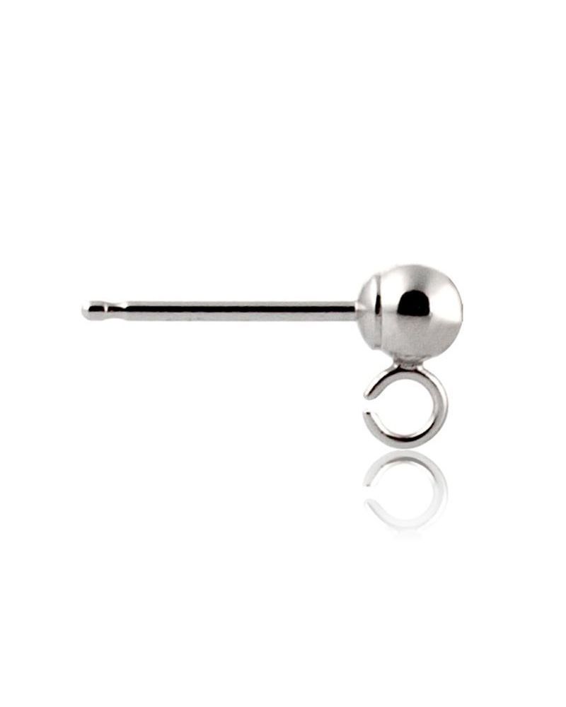 9K White Gold Ball Earring W/Post And Ring (Rhodium) 3mm (278Ber61000175)