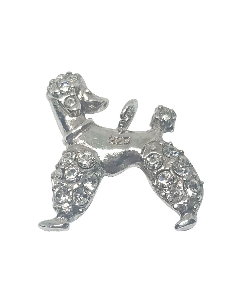 925 Sterling Silver Cubic Zirconia Dog Charm Pendant