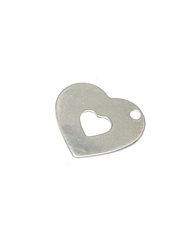 925 Sterling Silver Flat Hollow Hammered Heart 16mm