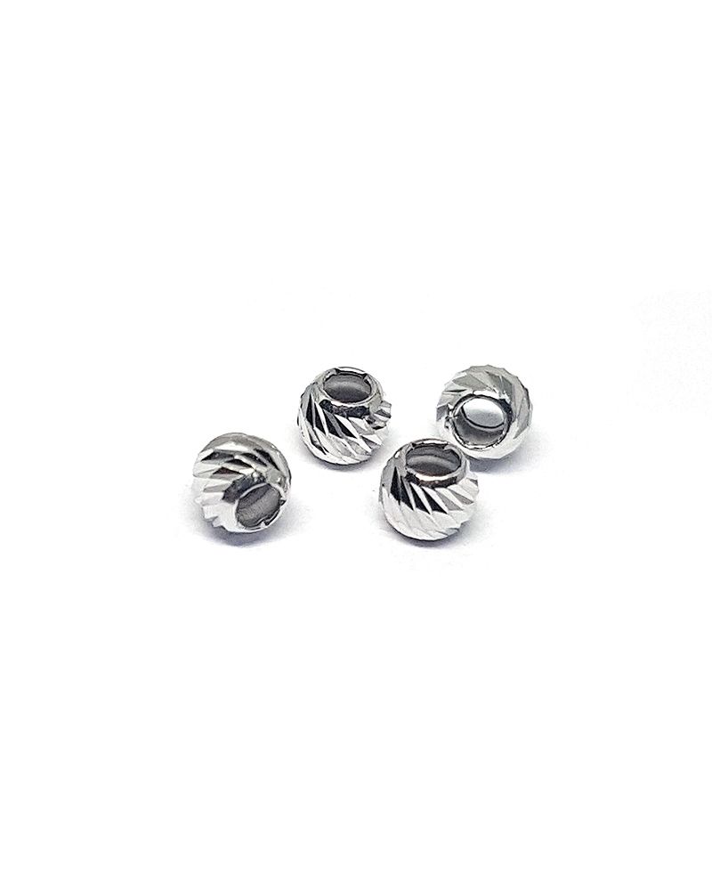 Silver Rhodium Coating Corrugated Bead 3mm (Hole Size 1.5mm)