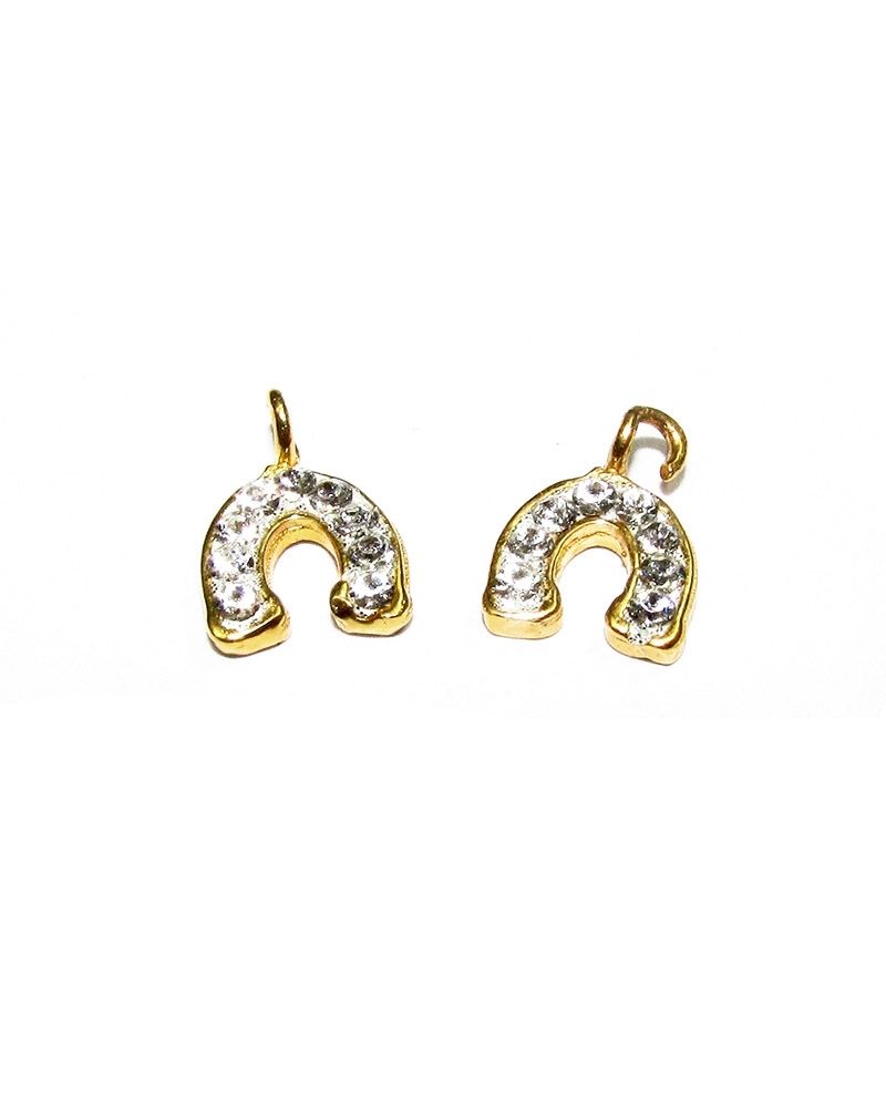 14K Gold Plated  C'Z Horseshoe Pendant