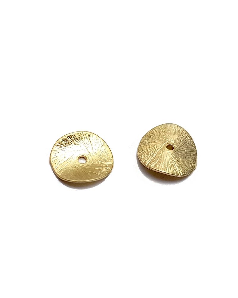 14K Gold Plated Satin Textured Plate Bead 9.5mm