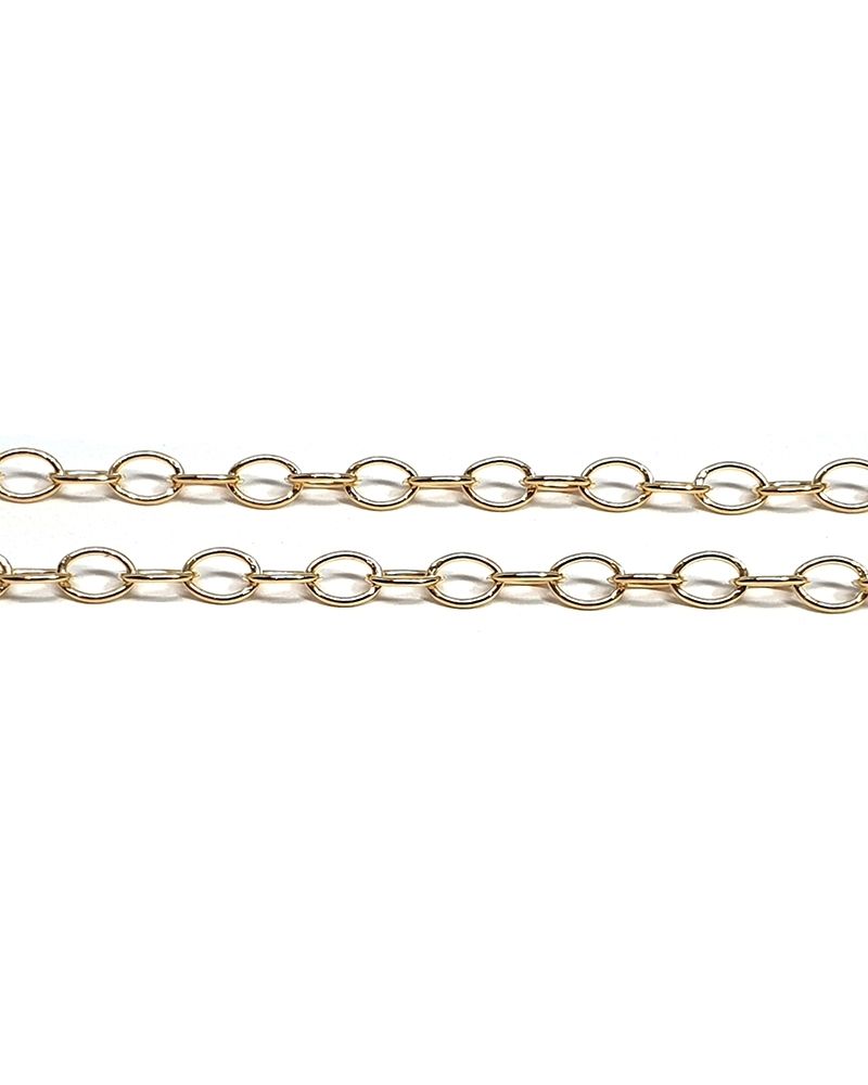 Yellow Gold Filled Oval Rolo Chain 0.6X3X4mm