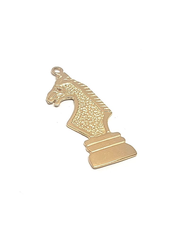 14K Gold Plated Chess Knight Pendant