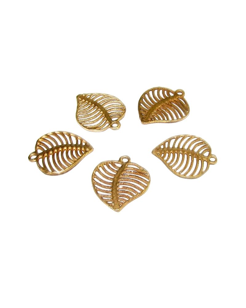 14K Gold Plated Netted Leaf Pendant