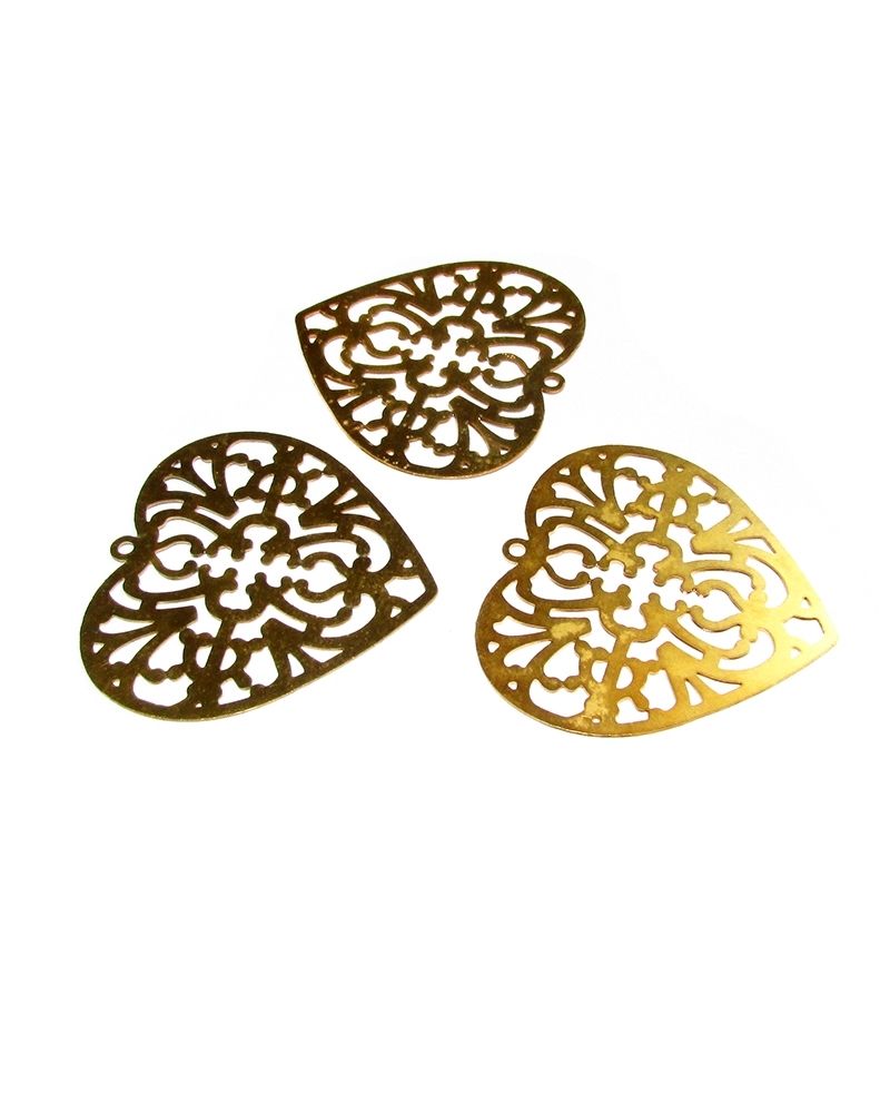 14K Gold Plated Decorated Big Heart Pendant