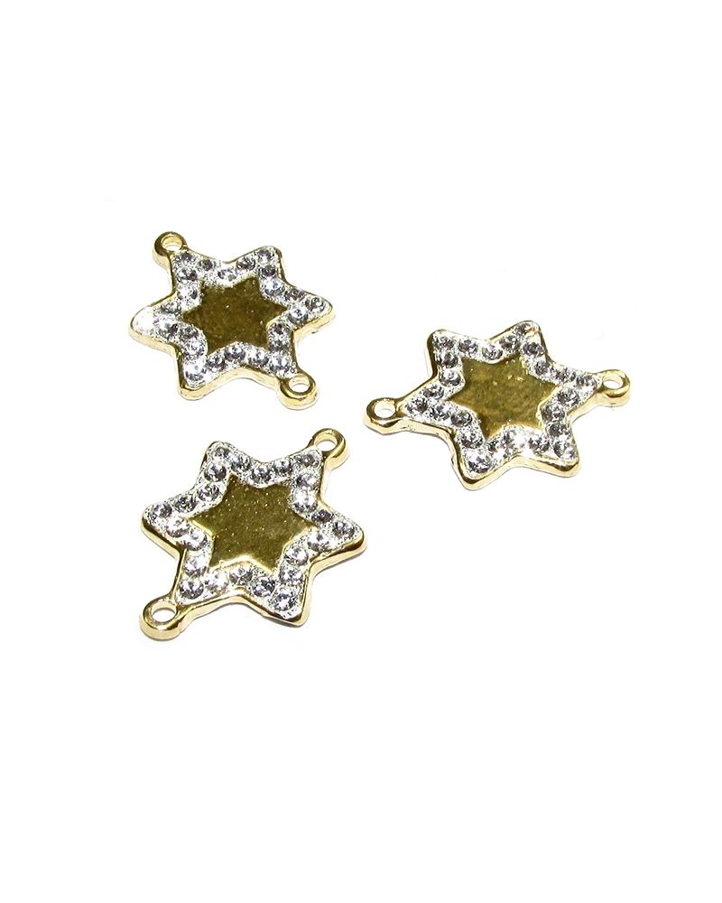14K Gold Plated  C'Z Star Pendant W/ Two Rings