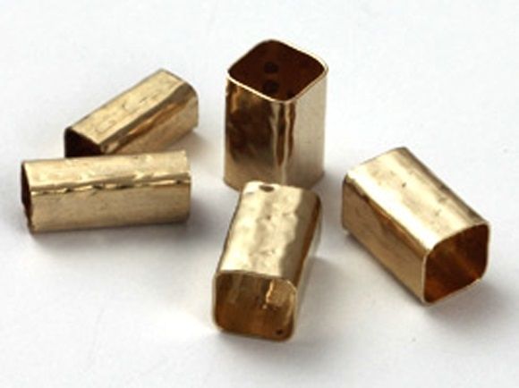 Yellow Gold Filled Hammered Square Tube 5/10mm