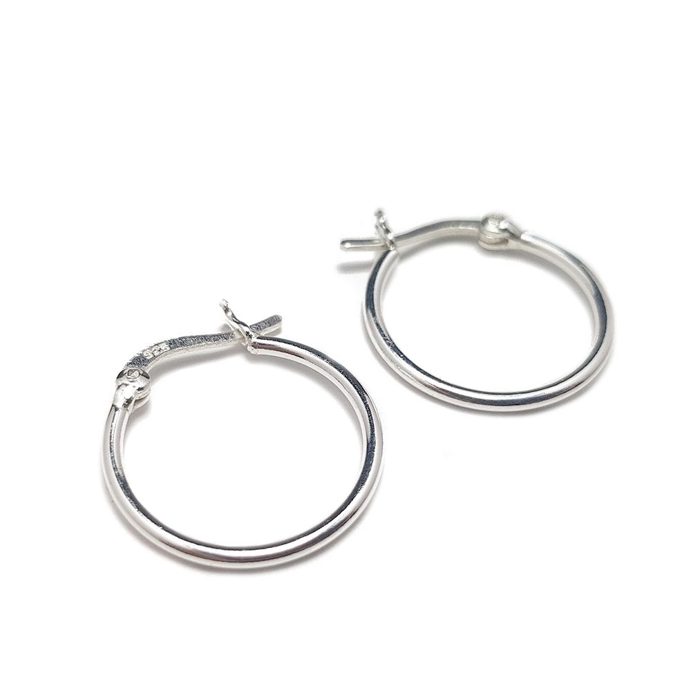 925 Sterling Silver Tube Hoop Earring 2X18mm