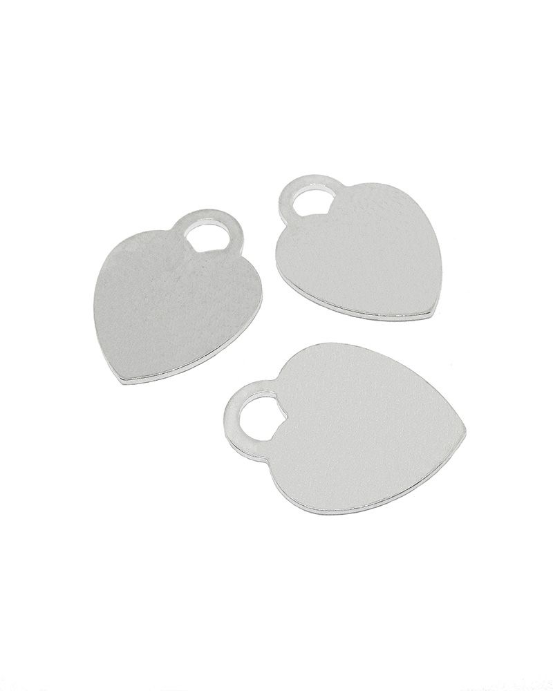 Sterling 925 Silver Plain Heart Charm 15/16 mm