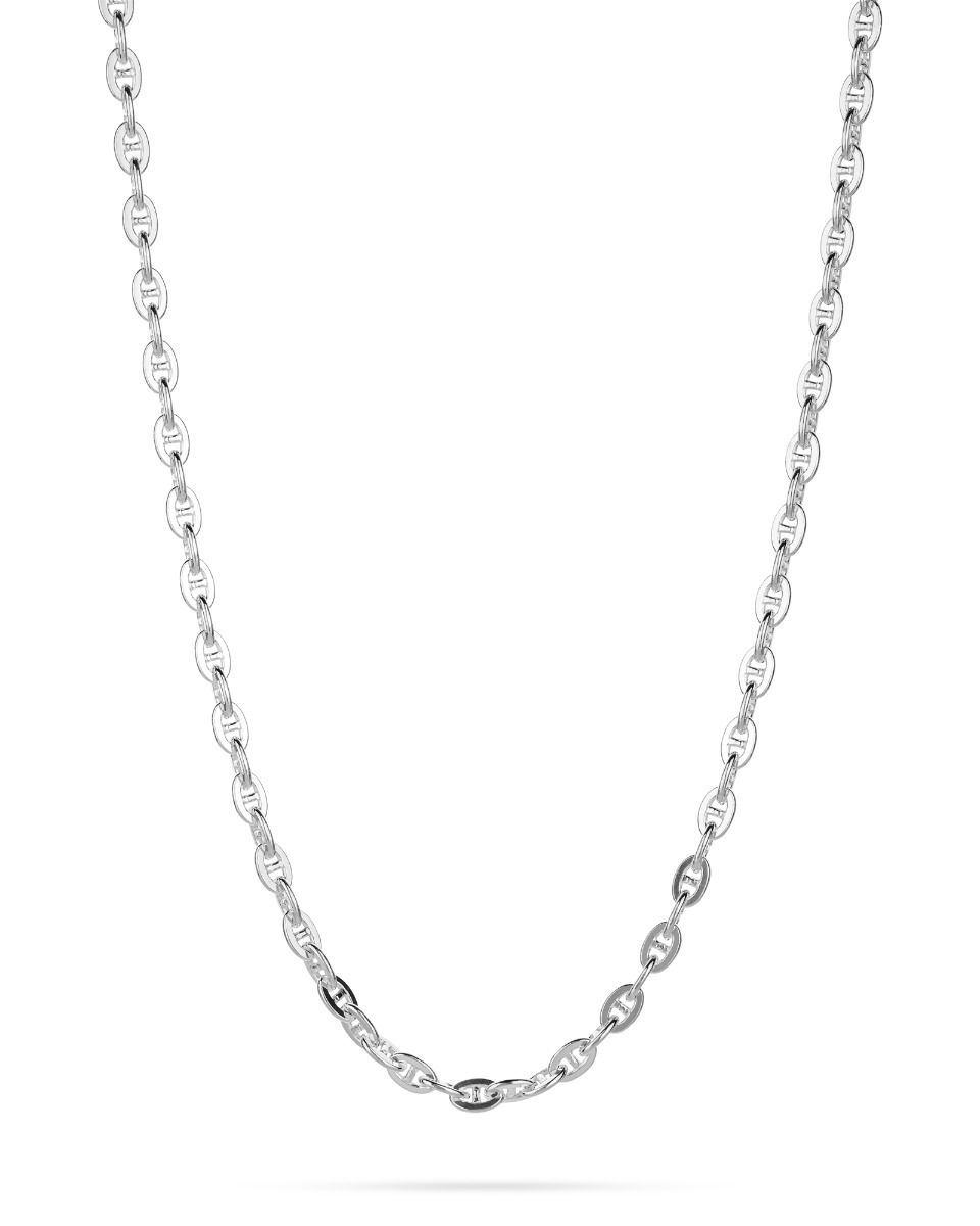 925 Sterling Silver Flat Mariner Link Chain 7.4x4.5mm