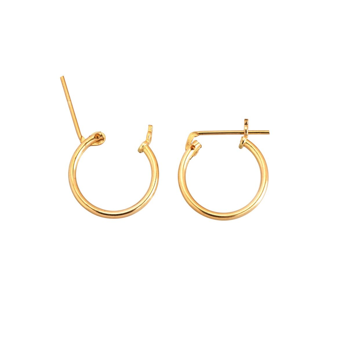 Yellow Gold Filled Tube Hoop Earring W/Snap 12mm 