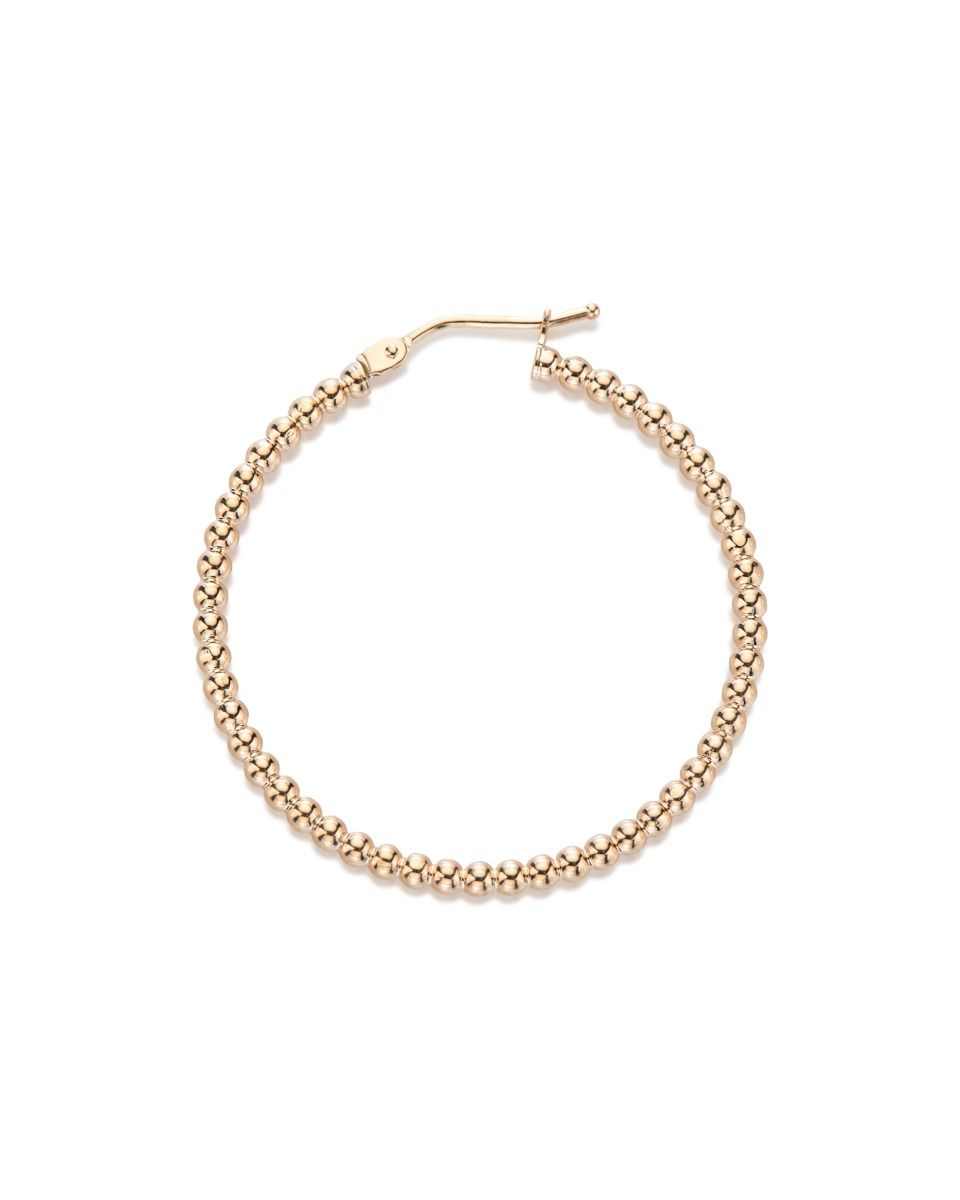 14KY Gold Beaded Wire Hoop Earring 2x30mm
