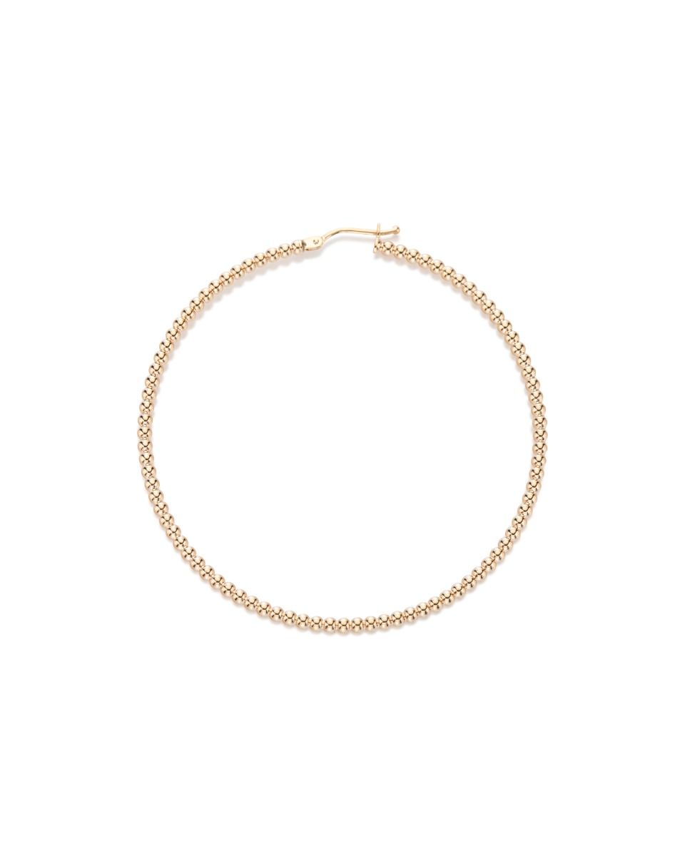 14KY Gold Beaded Wire Hoop Earring 2x55mm