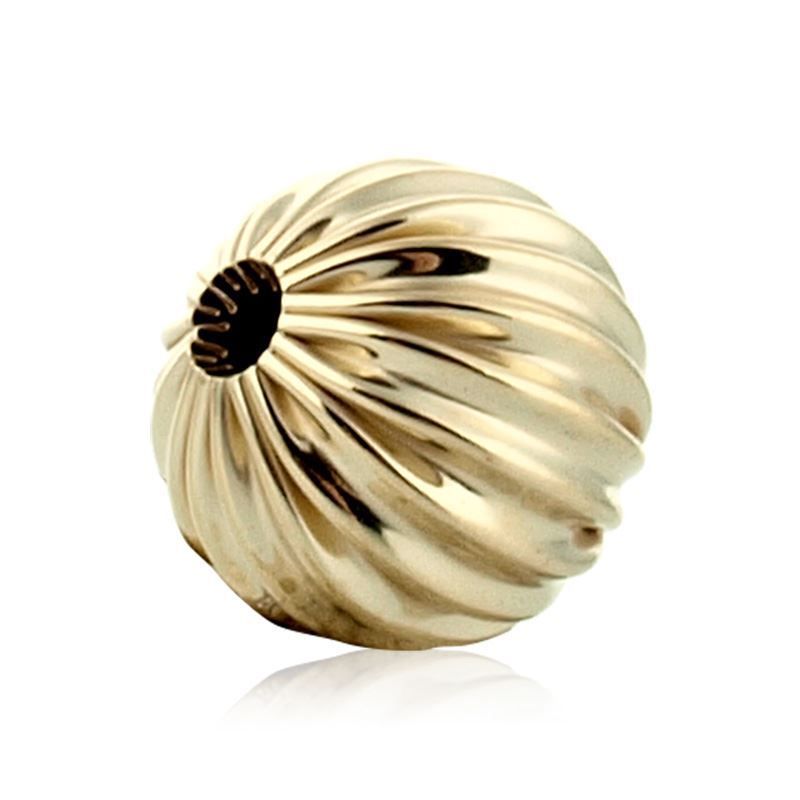 18K Yellow Gold 13mm Corrugated Bead 