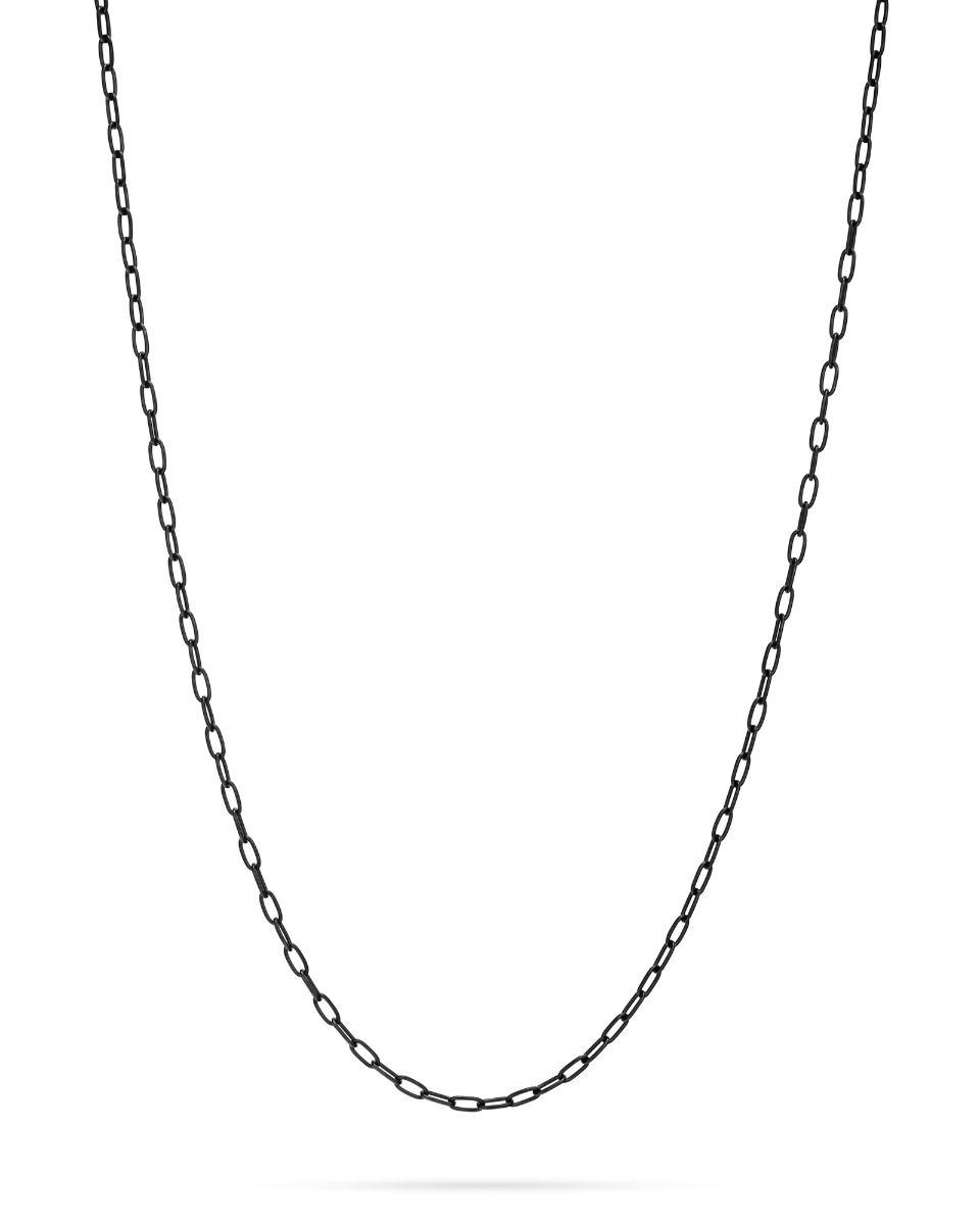 925 Sterling Silver Black Oval Link Chain 2.4X4.9mm