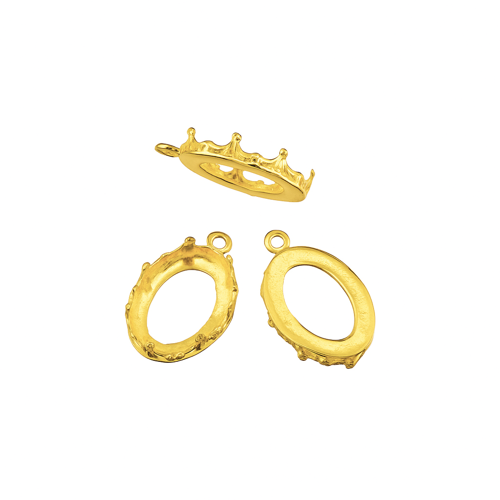 Brass Bezel Cup 8/10 mm Gallery 1231H Flat Back +Ring