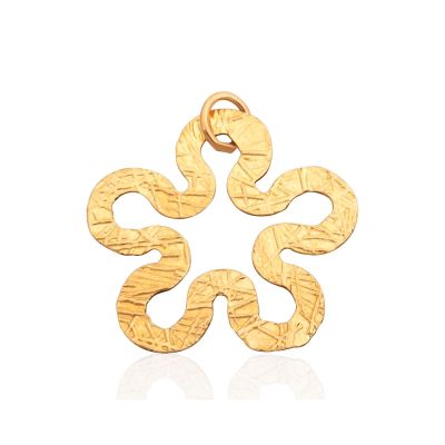Yellow Gold Filled Flat, Hollow And Hammered Flower