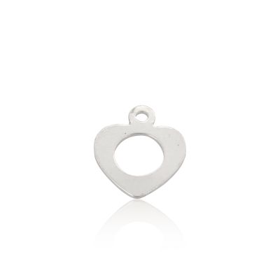 925 Sterling Silver Flat Plain Hollowed Heart Pendant