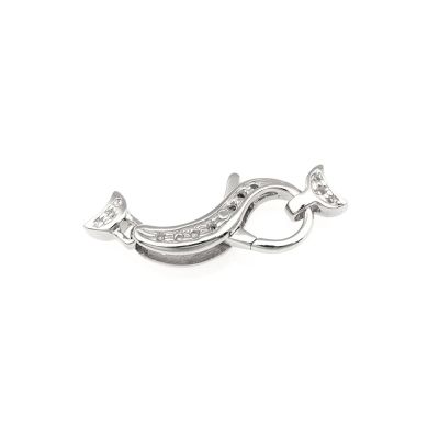 18K White Gold Large Fishlock Clasp S Shape 20mm