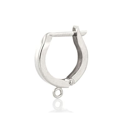 14K White Gold Sm Click-In Leverback W/Ring