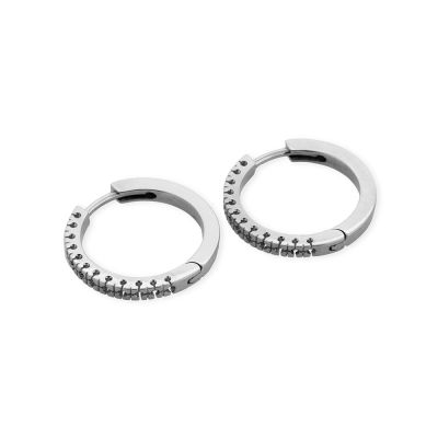 18K White Gold Hoop Earring 20mm For 12 0.75Pt Stones