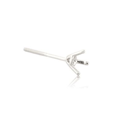 14K White Gold 3.5mm Round Martini Setting Erring W/Seats & Threaded Post