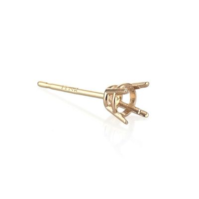 14K Yellow Gold Round Basket Earring Setting W/Seats 4mm (39404-02Fa-000)