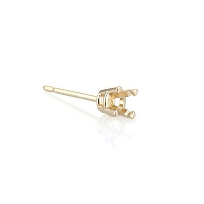 14K Yellow Gold Round Basket Earring W/Seats 3.5mm (39403-02Fa-000)