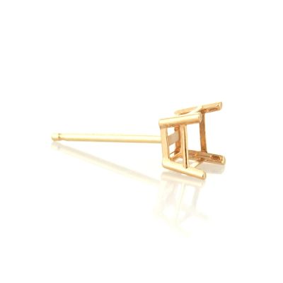 14K Yellow Gold Square Basket Earring Setting W/Seats 4mm (31294-02Fa-000)
