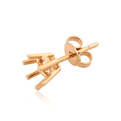 18K White Gold 6 Prongs Cast Earring  Basket + Earnut 5mm (50Pt)