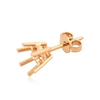 18K White Gold 6 Prongs Cast Earring  Basket + Earnut 5.4mm (65Pt)