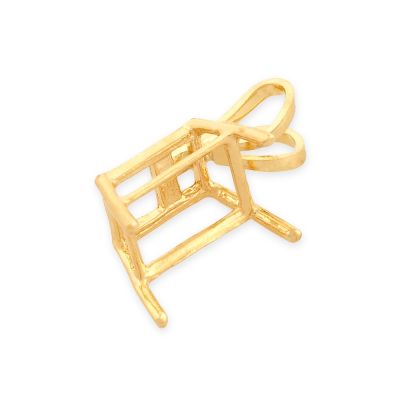 14K Yellow Gold Emerald 1Ct (7X5mm) 4Prg Basket Cast Pendant