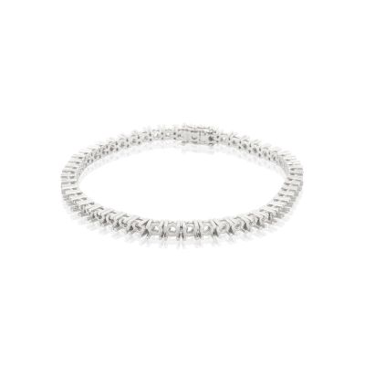 18K White Gold Tennis Bracelet 18Cm Long For 13-15Pt Round Stones