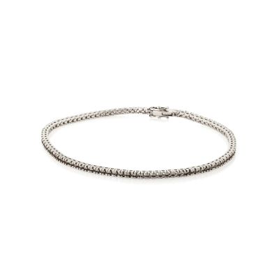 18K White Gold Square Tennis Bracelet 18Cm Long For 1Pt Round Stones