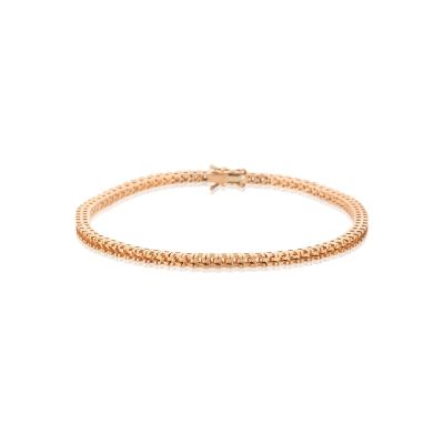 18K Rose Gold Square Setting Tennis Bracelet 18Cm Long For 2Pt Round Stones