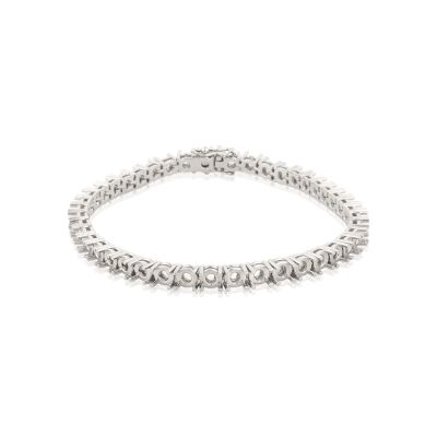 18K White Gold Tennis Bracelet 18Cm Long For 25Pt Round Stones