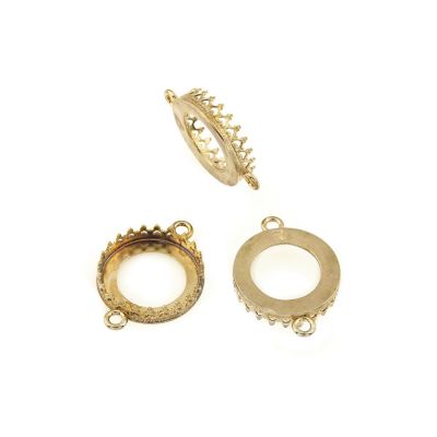 Brass Connector 16mm Round Bezel Cup With Decorative Trim & Two Rings