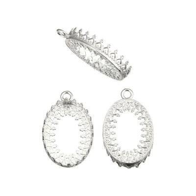 Sterling Silver Bezel Cup 16/22 mm Gallery 3280 Both Sides +Ring