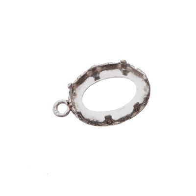 Sterling Silver Bezel Cup 10/14 mm Gallery 1231H Flat Back +Ring