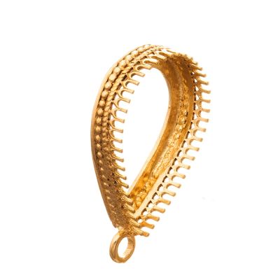 14K Gold Plated Bezel Cup 18/25mm Gallery 475 Flat Back +Ring