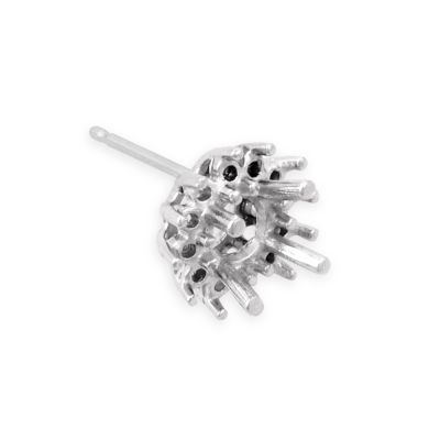 14K White Gold Round Setting Cluster Earring 50Pt + 12 2Pt Stones