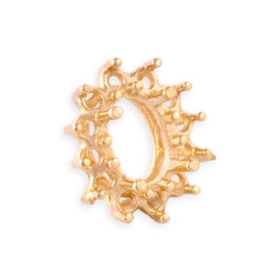 14K Yellow Gold Oval Setting Cluster 6X4 + 14 2Pt Stones