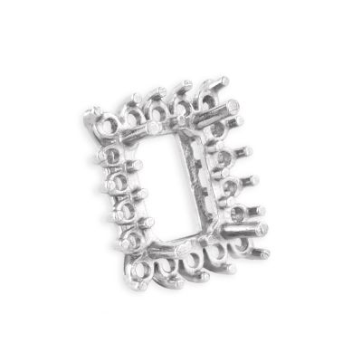 14K White Gold Emerald Setting Cluster 8X10 + 18 3Pt Stones