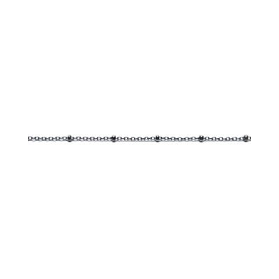925 Sterling Silver Flat Cable Chain With Beads 1.5mm