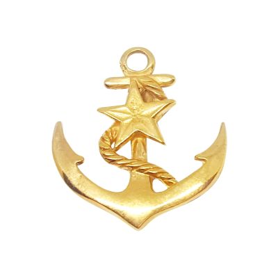 14K Gold Plated Anchor And Star Pendant